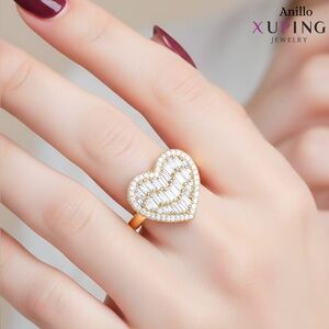 Gold and White Heart-Shaped Ring
